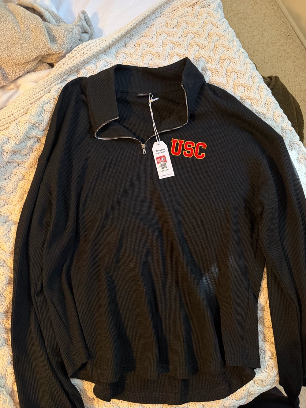 University of Southern California waffle knit quarter zip